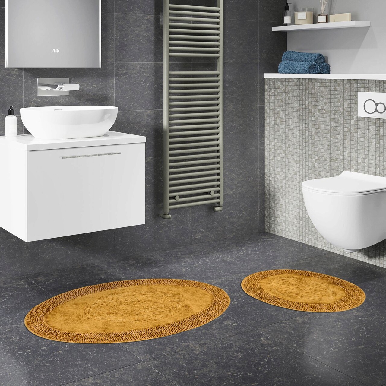 Set covorase de baie, L'essentiel Maison, Cottonkt 000218, Galben mustar - imagine 5